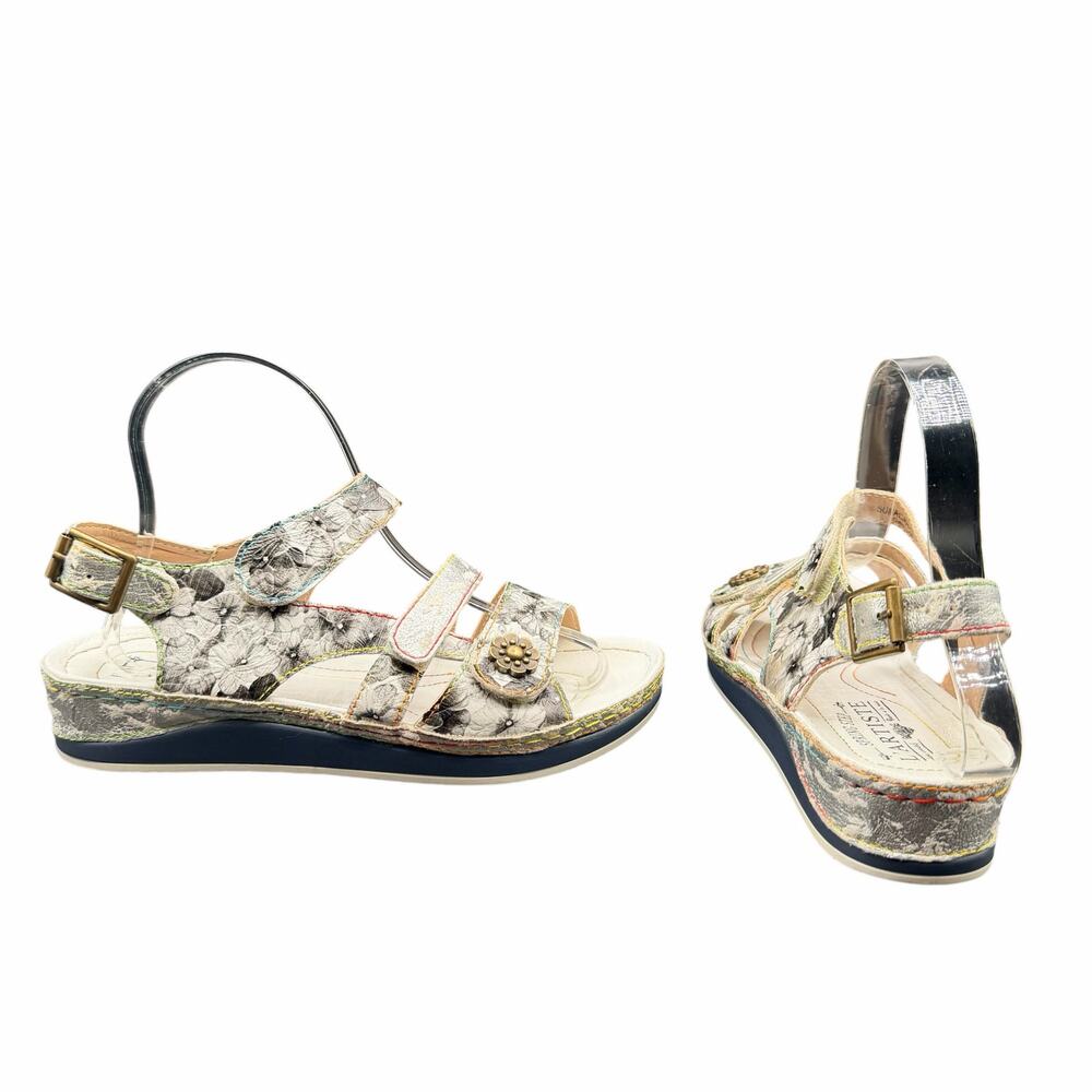 L’Artiste Spring Step Floral Leather Sandals EU 37 US 6.5-7 Boho Comfort